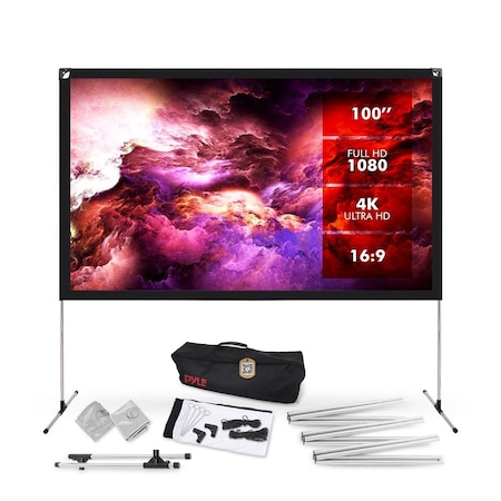 100'' Portable Outdoor Projection Screen - Lightweight Viewing Projector Display With Frame Stand, H